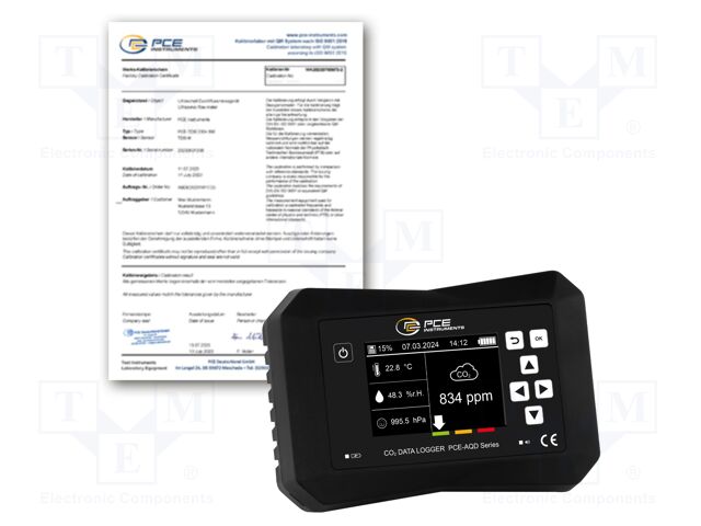 Meter: air quality; Range: 0÷40000ppm (CO2); Meas.accur: ±50mbar