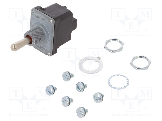 Switch: toggle; Pos: 3; DPDT; (ON)-ON-(ON); 10A/230VAC; Leads: screw