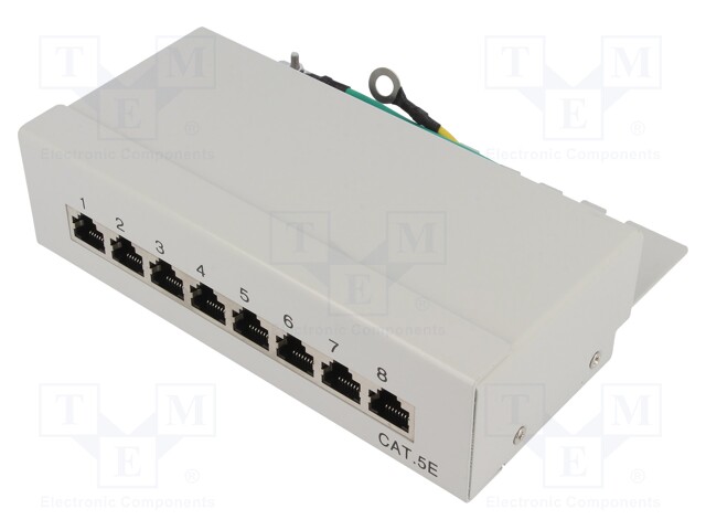 Patch panel; RJ45; Cat: 5e; Colour: grey; surface-mounted