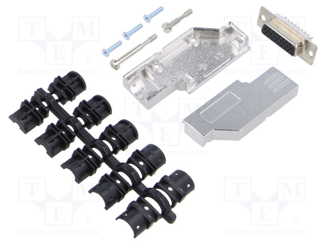 D-Sub; PIN: 26; plug; female; angled 90°; soldered; for cable; black