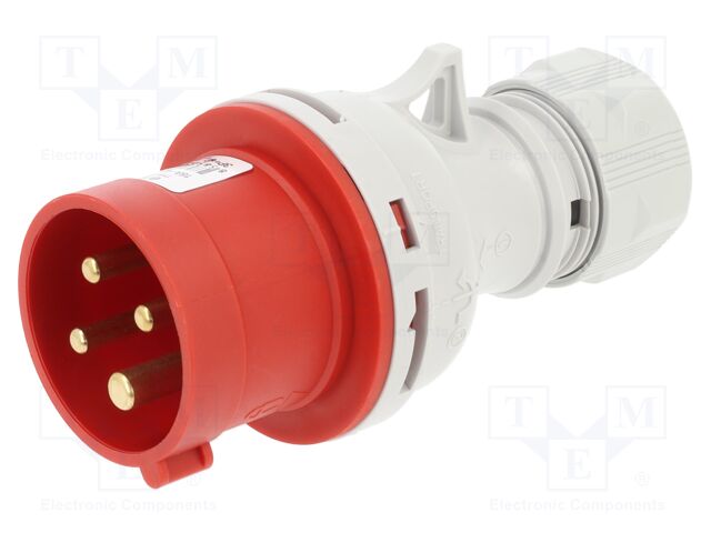 Connector: AC supply 3-phase; plug; male; 16A; 400VAC; IEC 60309