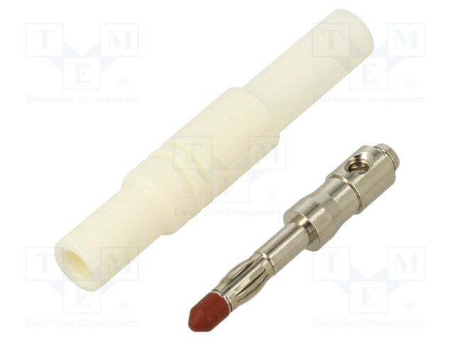 Connector: 4mm banana; plug; 24A; 1kVDC; white; insulated; 3mΩ