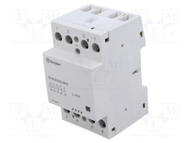 Contactor: 4-pole installation; 63A; 12VAC; 12VDC; NC x2 + NO x2