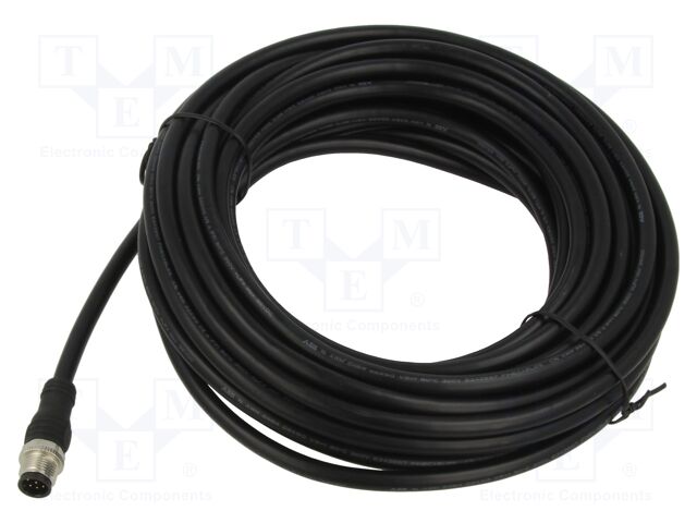 Connection lead; M12; PIN: 8; straight; 10m; plug; max.80°C; PVC