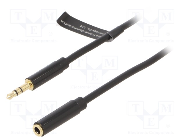 Cable; Jack 3.5mm socket,Jack 3.5mm plug; 1m; black
