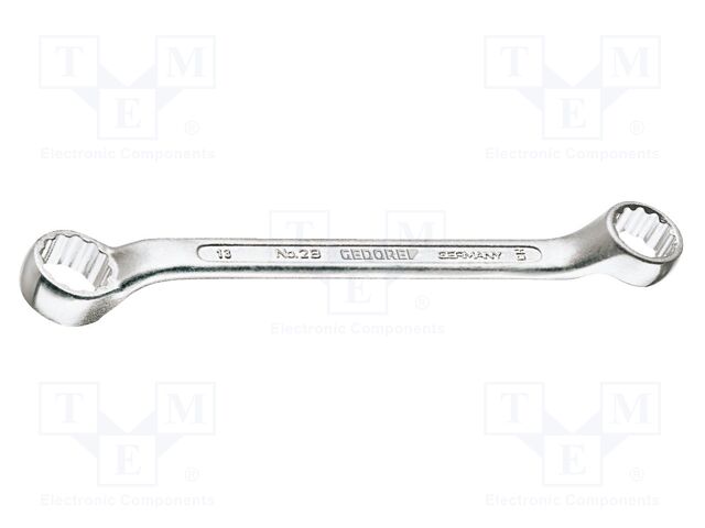 Wrench; box; 8mm,9mm; tool steel; L: 120mm; box end has 10° offset