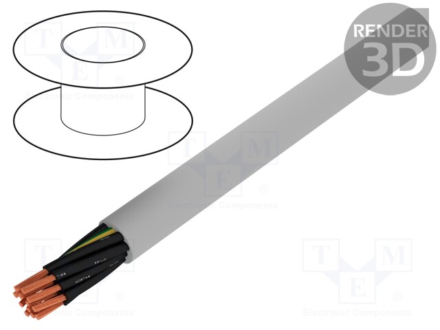 Wire; stranded; Cu; Pro-Met; 12G1mm2; unshielded; grey; PVC; 100m