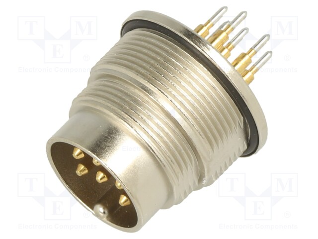 Connector: M16; socket; male; THT; PIN: 6; 5A; 300V; IP68