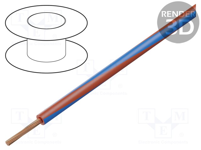 Wire; LgY; stranded; Cu; 1.5mm2; red-blue; PVC; 300/500V; 100m