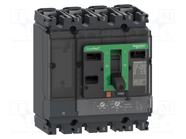 Power breaker; Poles: 4; DIN; Inom: 200A; NSX; IP40; -25÷70°C; 690VAC