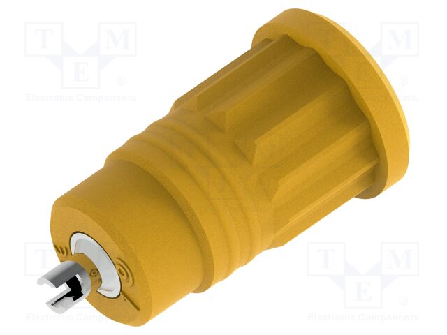 Connector: 4mm banana; socket; 25A; yellow; nickel plated; 28.2mm
