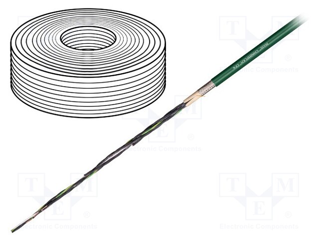 Wire: control cable; chainflex® CF6; 4G1,5mm2; PVC; green; Cu