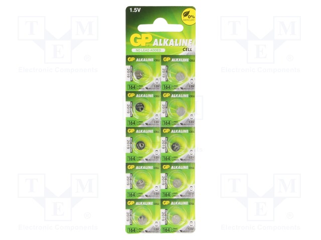 Battery: alkaline; 1.5V; R621,SR60,coin; Batt.no: 10; Ø6.8x2.1mm