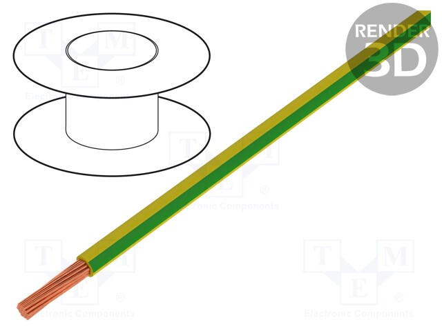 Wire; TLY; stranded; Cu; 0.124mm2; green-yellow; PVC; 150V; 500m