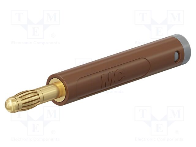 Connector: 4mm banana; plug; 32A; 30VAC; 60VDC; brown; gold-plated