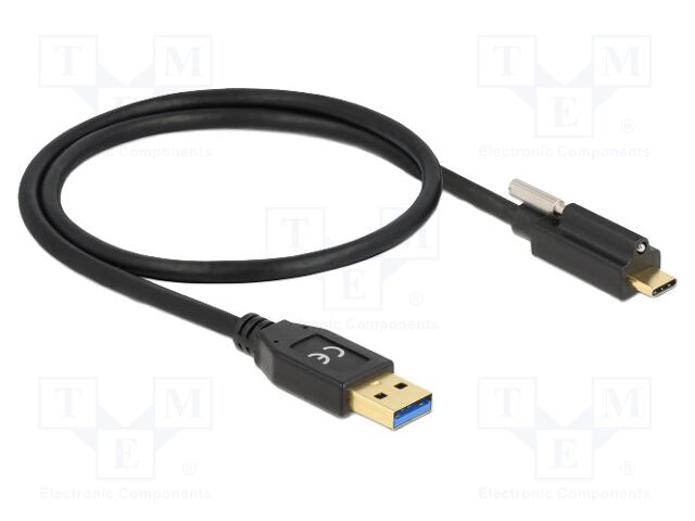 Cable; USB A plug,USB C plug; 0.5m; black; 24AWG,30AWG; 10Gbps