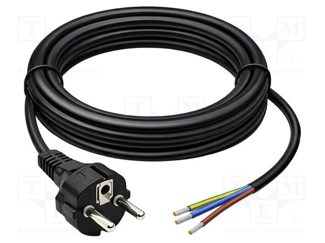 Cable; 3G1.5mm2; CEE 7/7 (E/F) plug,wires; PVC; 3m; with earthing