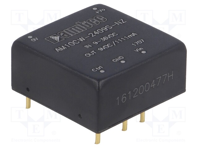 Converter: DC/DC; 10W; Uin: 9÷36V; 9VDC; Iout: 1.11A; 1"x1"; 15g