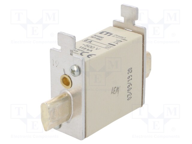 Fuse: fuse; gG; 6A; 500VAC; ceramic,industrial; NH00C; WT-NH