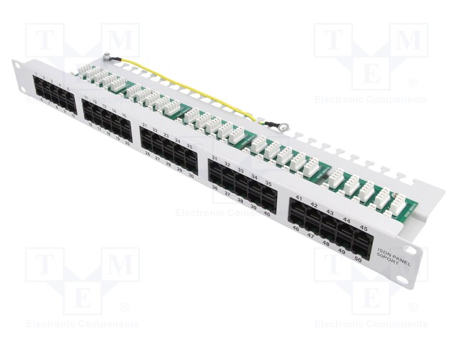 Patch panel; RJ45; RACK; Colour: grey; Number of ports: 50