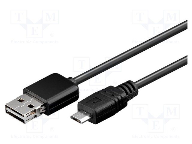 Cable; USB 2.0; USB B micro plug,USB A plug easy; 2m; black