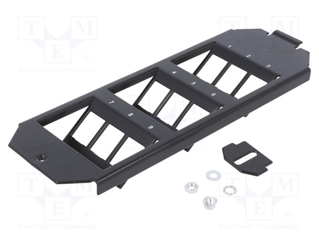 Mounting adapter; Keystone; Colour: black; Number of ports: 9