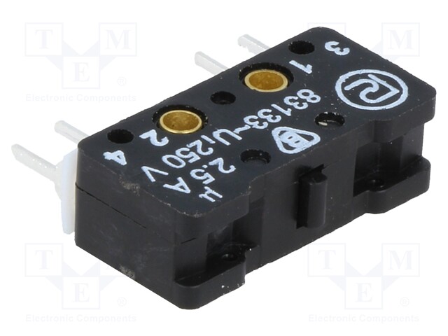 Microswitch SNAP ACTION; without lever; SPST-NO + SPST-NC; IP40