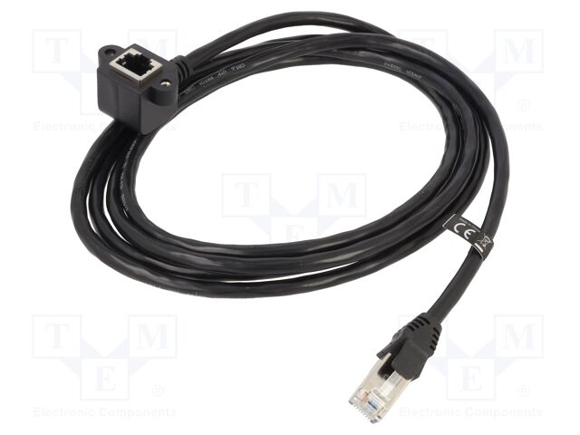 Extender Ethernet; F/UTP; Cat: 6; 2m; PVC; black; 26AWG; screw