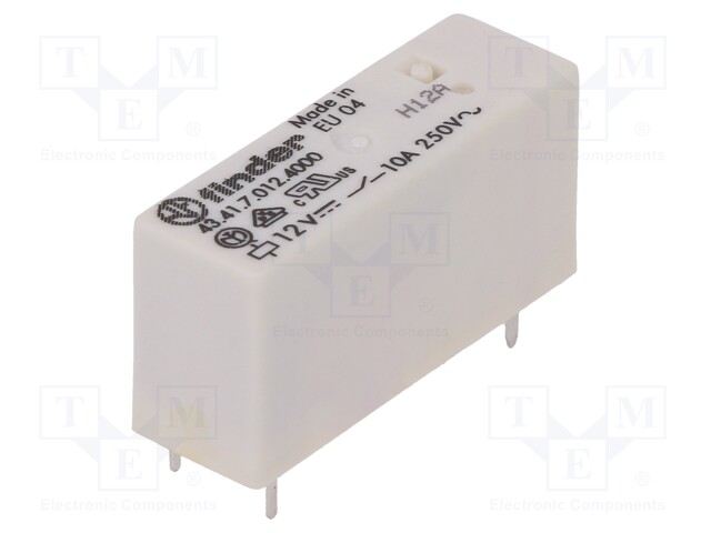 Relay: electromagnetic; SPDT; Ucoil: 12VDC; 10A/250VAC; 10A/30VDC