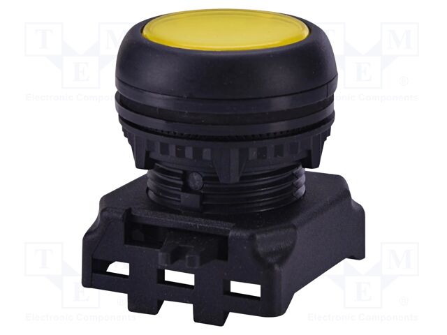 Switch: push-button; 22mm; yellow; LED; IP65; flat; E; Pos: 2; Ø22.5mm