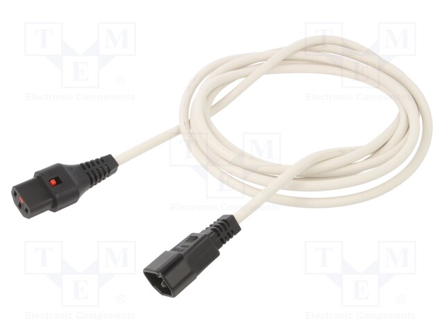 Cable; IEC C13 female,IEC C14 male; 3m; with IEC LOCK locking