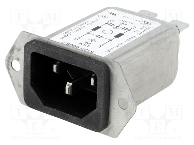 Connector: AC supply; socket; male; 10A; 250VAC; IEC 60320; 0.4mH