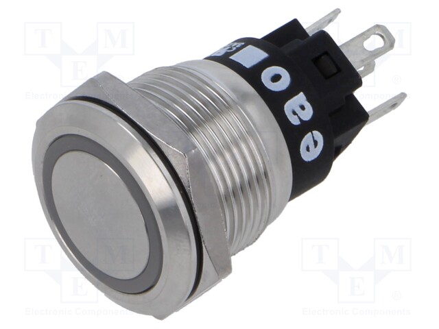 Switch: vandal resistant; Pos: 2; SPDT; 3A/240VAC; 3A/240VDC; Ø19mm