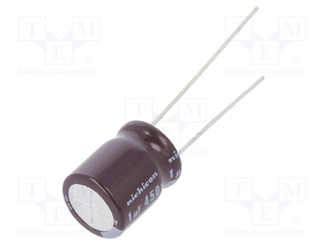 Capacitor: electrolytic; low impedance; THT; 1uF; 450VDC; ±20%