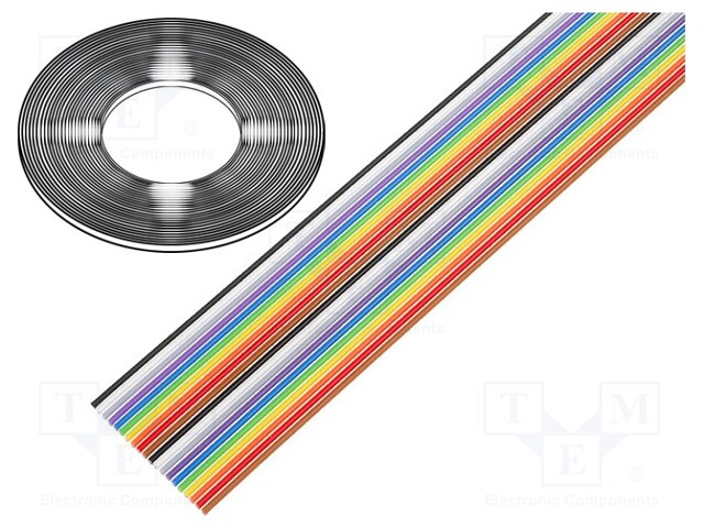 Wire: ribbon; 1.27mm; stranded; Cu; 20x28AWG; unshielded; PVC; 300V