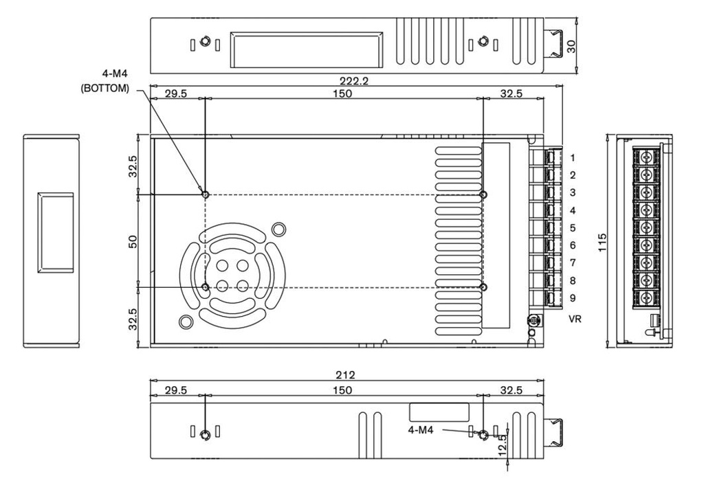 Power supply: switched-mode; modular; 322W; 48VDC; 6.7A; OUT: 1