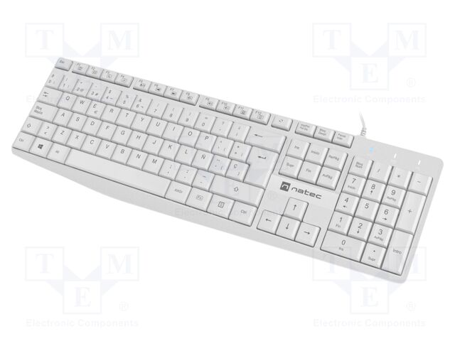 Keyboard; white; USB A; ES layout,wired,slim; Len: 1.8m