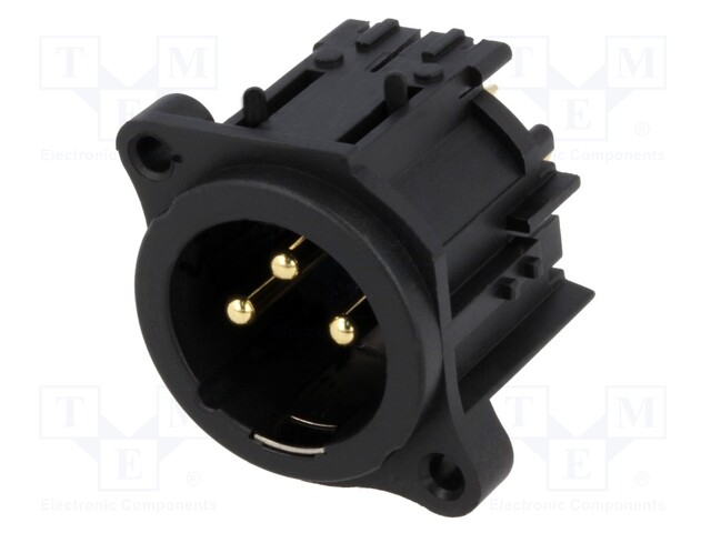 Socket; XLR; male; PIN: 3; straight; screw; THT; gold-plated; 133V; 6A