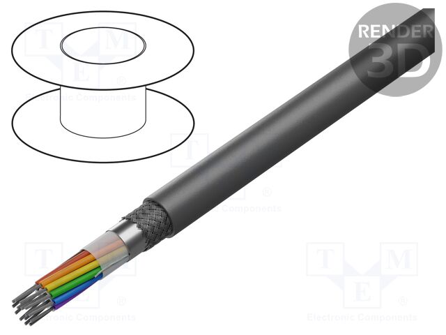 Wire; EcoCable Mini; 15x26AWG; MPPE; dark grey; 300V; halogen free