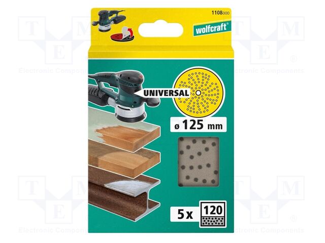 Wheel; Ø: 125mm; Granularity: 120; Mounting: bur; with holes; 5pcs.