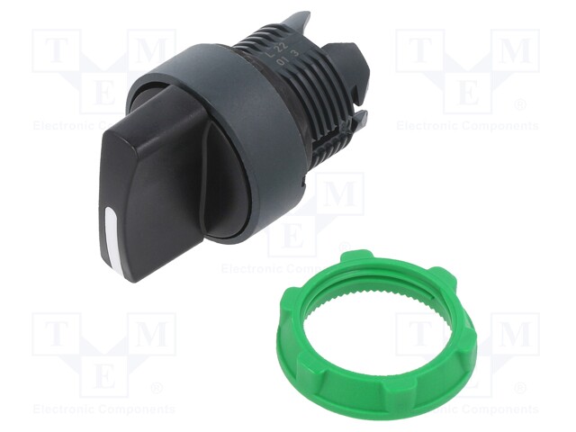 Switch: rotary; Stabl.pos: 2; 22mm; black; Illumin: none; IP66; Pos: 3