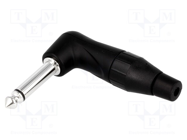 Plug; Jack 6,35mm; male; mono; angled 90°; for cable; soldering