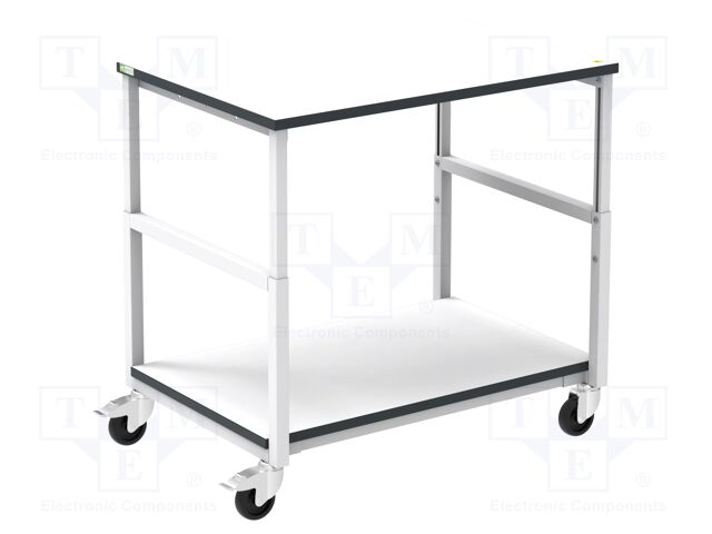Trolley; ESD; W: 1000mm; D: 700mm; steel; light grey; 10kΩ÷100MΩ