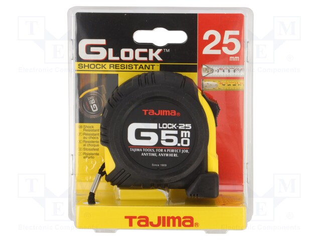 Measuring tape; L: 5m; Width: 25mm; Enclos.mat: ABS; Class: II