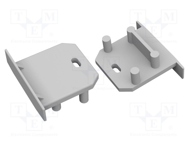 Cap for LED profiles; grey; ABS; Application: DEEP10; V: with hole