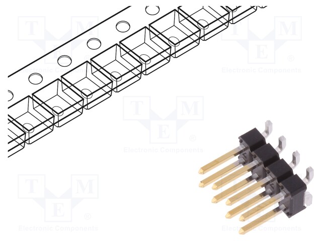 Pin header; pin strips; BERGSTIK; male; PIN: 8; vertical; 2.54mm
