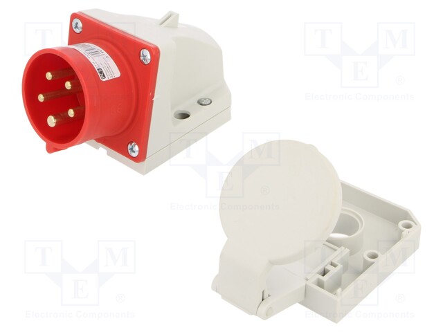 Connector: AC supply 3-phase; socket; male; 16A; 400VAC; IP44