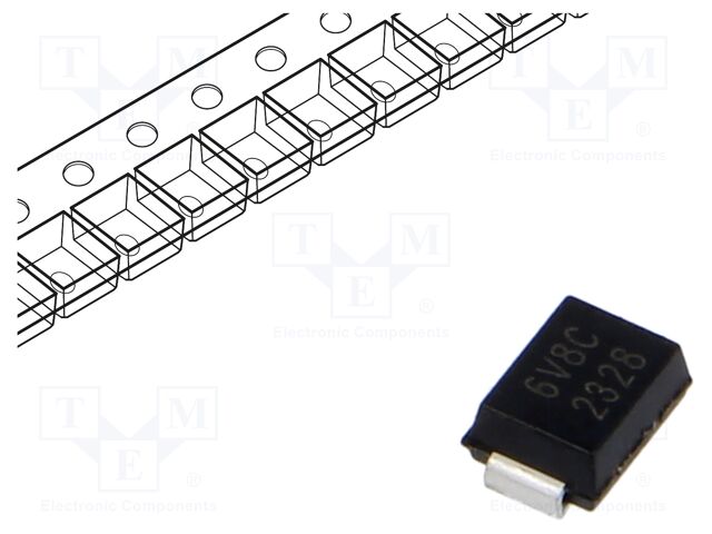 Diode: TVS; 0.6kW; 6.8V; 58.1A; bidirectional; SMB; reel,tape