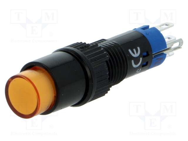 Switch: push-button; Pos: 2; SPDT; 0.5A/250VAC; 1A/24VDC; orange