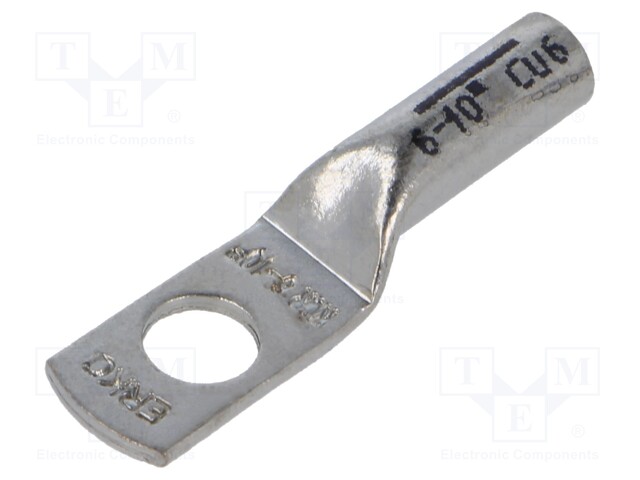 Tip: ring tube; M6; 10mm2; crimped; for cable; tinned; copper; 6.4mm